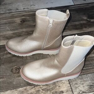 Metallic Ankle Boots with Side Zipper